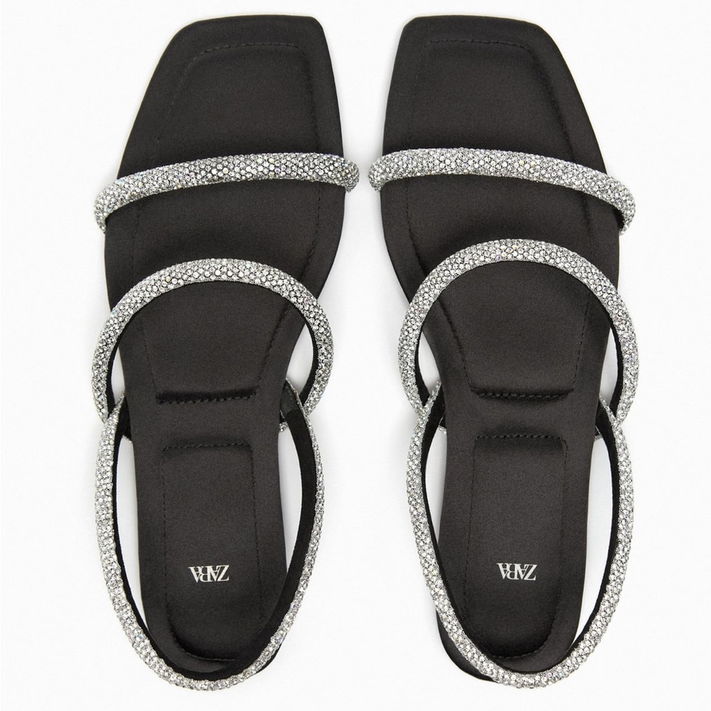 Zara rhinestone flat sandals